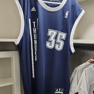 Adidas Thunder Navy and White Basketball Jersey